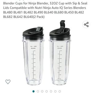 Blender cups for ninja blender. 2 32 oz cups with  Sip and Seal Lids com…